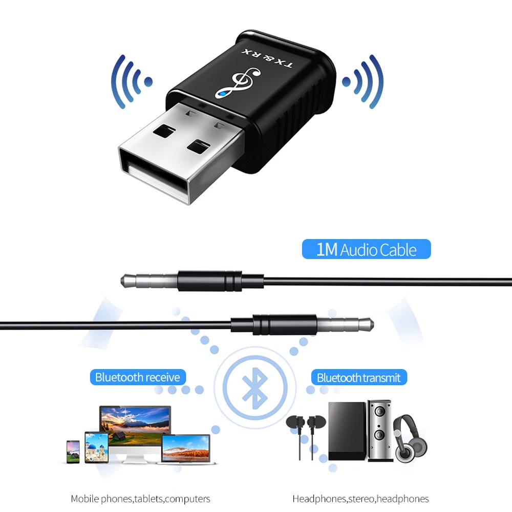 USB Bluetooth 3 5 мм аудио адаптер 4 в 1 беспроводной приемник передатчик для ТВ