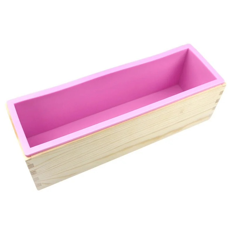 Herramientas de fabricaci&oacute;n de jab&oacute;n, caja de corte de madera, molde de silicona de 1200ml, hoja recta y hoja de onda, cortadores de jab&oacute;n DIY, suministros de jab&oacute;n Manual, 4 unids/set por juego-3