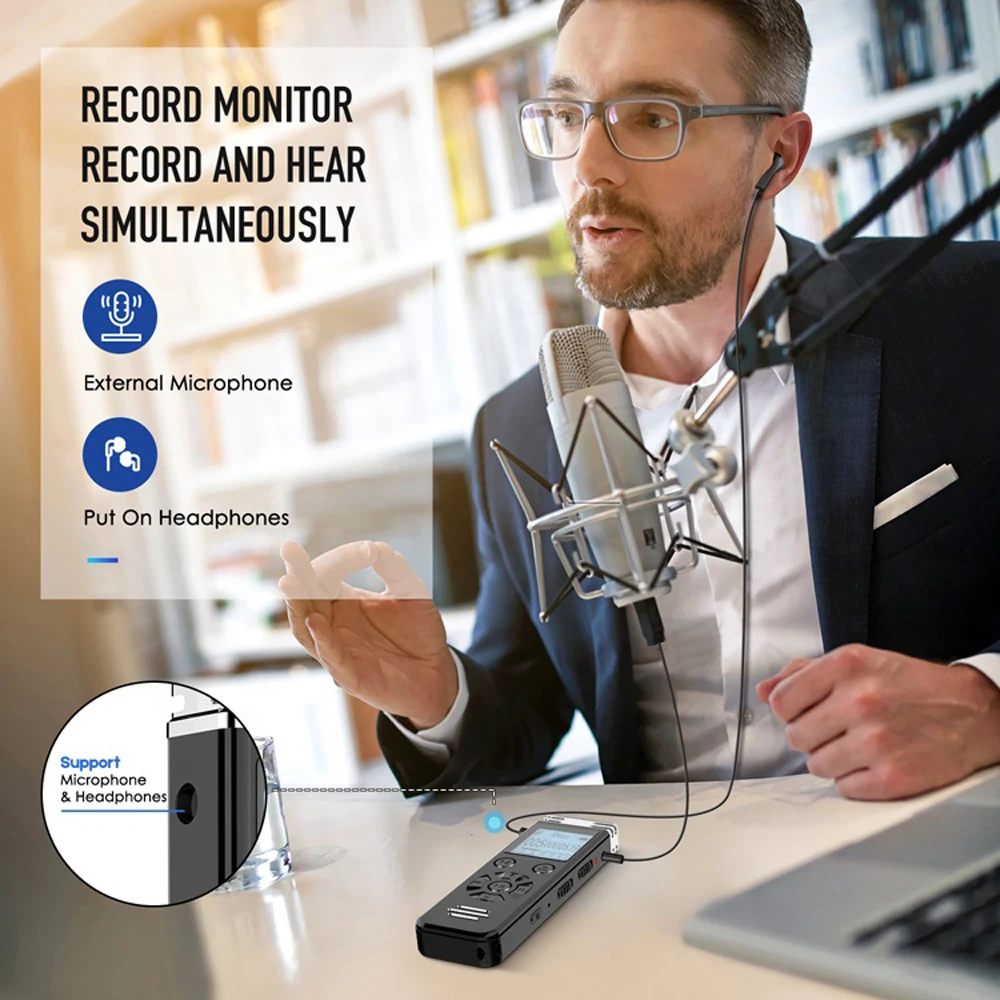 Цифровой диктофон EVISTA 8 ГБ для лекций портативные записывающие устройства с