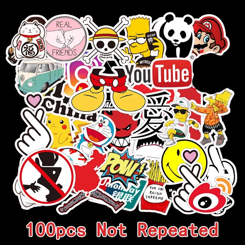 100 шт. случайный не повторяются Классического фасона Стиль граффити наклейки для