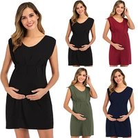 2020 maternity dresses maternity clothes sleeveless pregnancy dress casual solid deep o neck pregnant dress for pregnant women