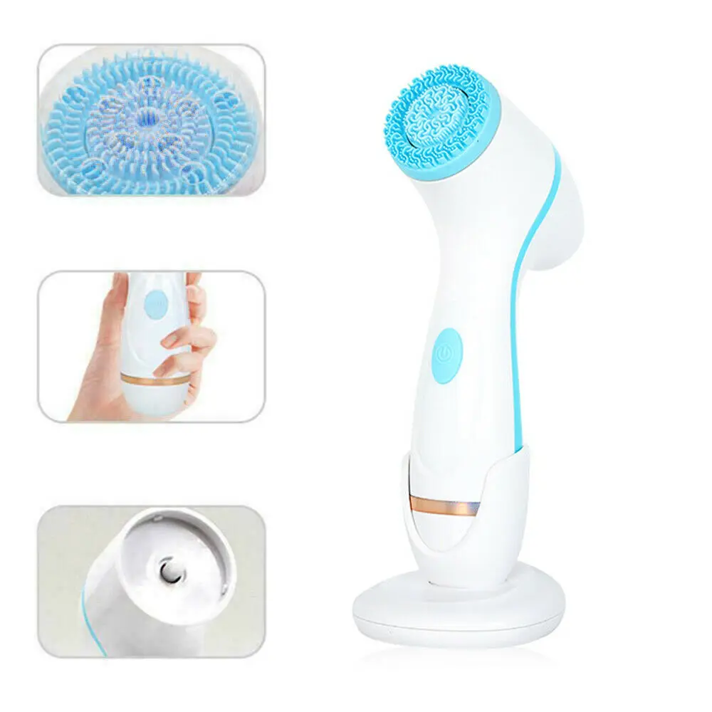 

Ultrasonic Electric Silicone Face Cleansing Brush Wave Facial Pore Cleaner Tool