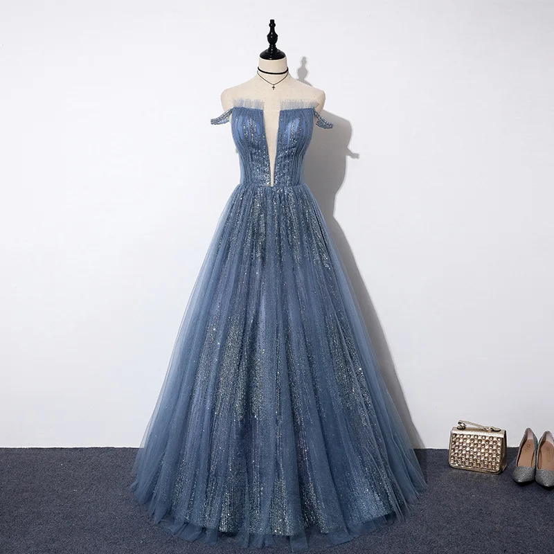 

Женское вечернее платье с блестками, длинное платье с глубоким V-образным вырезом и открытыми плечами, бальное платье для выпускного вечера, 2022