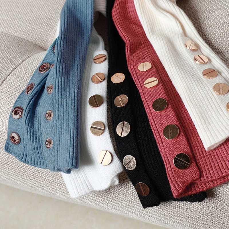 Женская Повседневная Базовая осенне-зимний плотный свитер пуловеры с кнопками