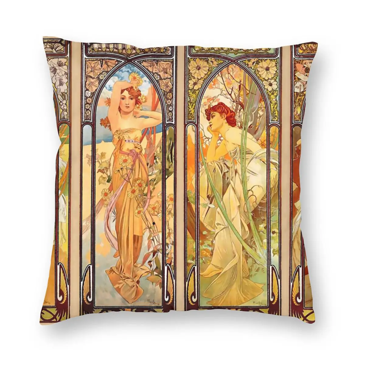 

Alphonse Mucha 1860 Times Of The Day Series Pillowcase Double-sided Printing Cushion Cover Decorations Pillow Case Cover