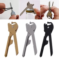 1pc 6 in 1 stainless steel mini multitool portable stainless steel bottle opener keyring screwdriver outdoor camping picnic tool