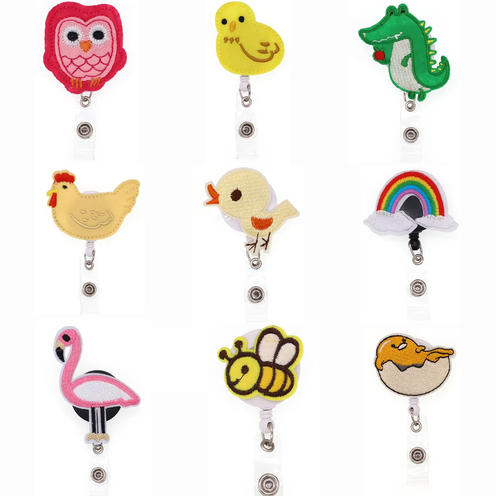 

Free Shipping Cute Animal Retractable Felt ID Badge Holder Reel