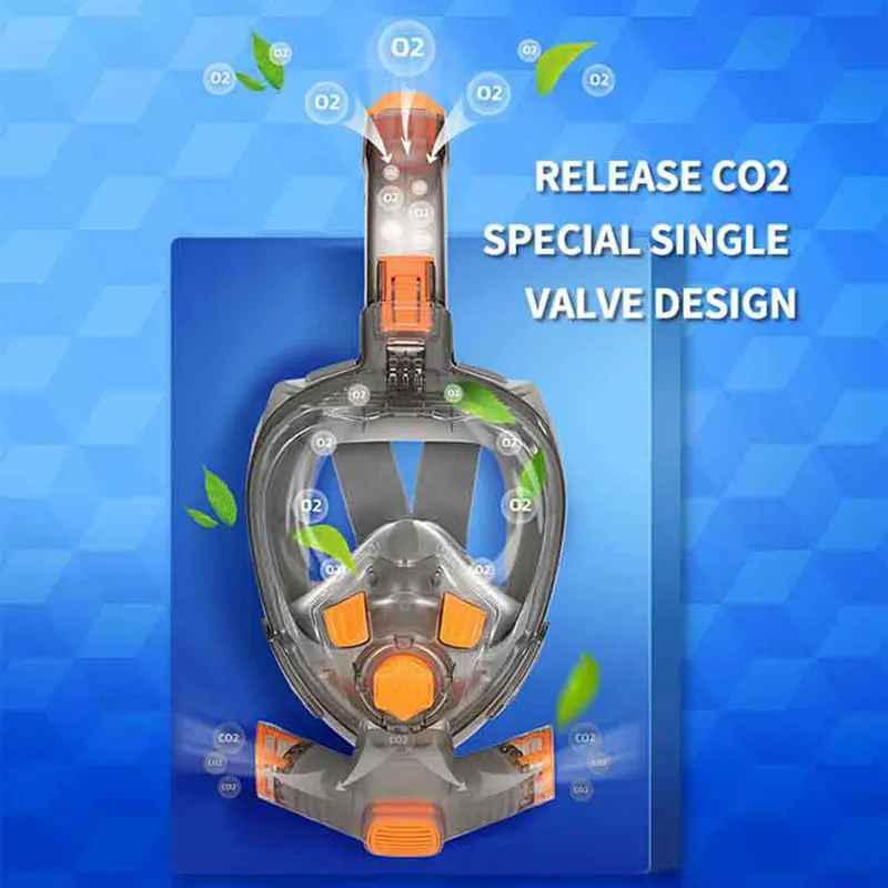 Маска для подводного плавания на все лицо незапотевающие складные прозрачные