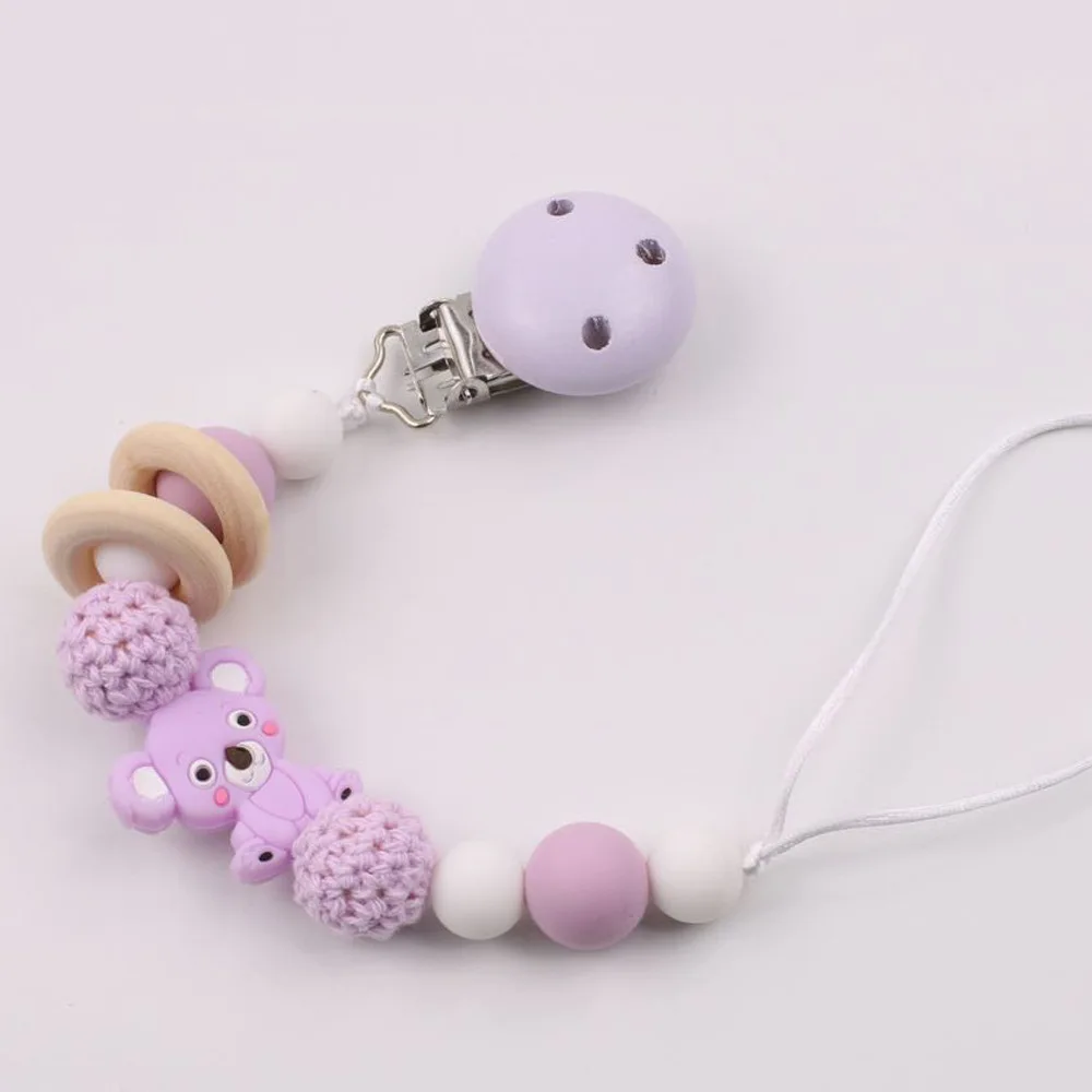 

Koala baby pacifier clip holder silicone pattern wooden baby pacifier chain bisphenol A free child holder gift