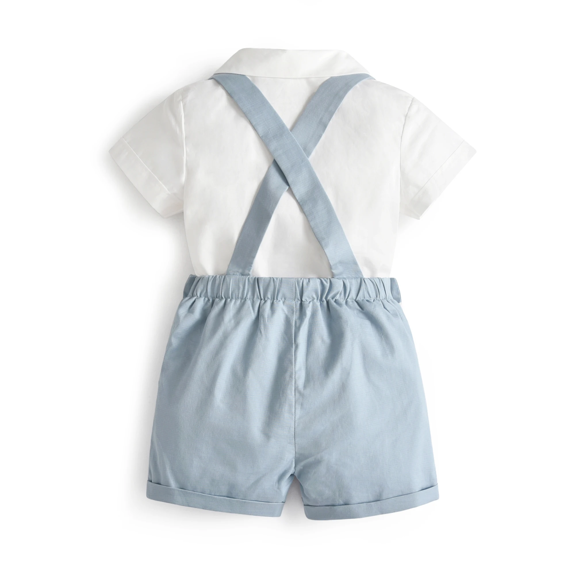Summer Toddler Boys Clothes Set Spanish Newborn Gentleman Suit Kids Short Sleeve Shirt Suspender Shorts Outfit Baby Boy Clothing