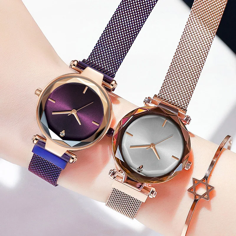 Женские кварцевые часы на магнитной застежке под розовое золото|Женские