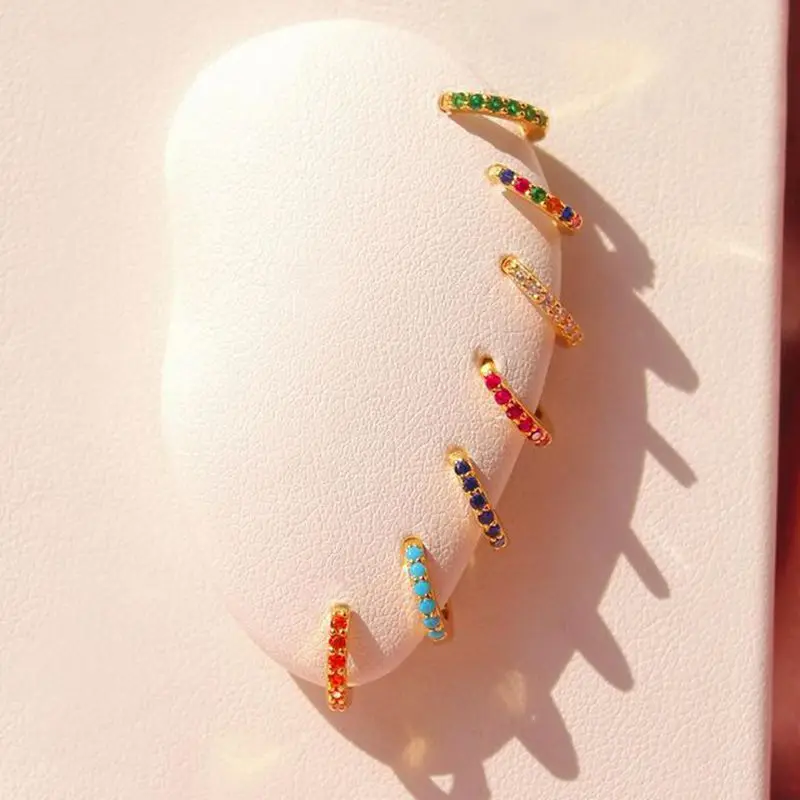 

BOAKO 925 Sterling Silver Earrings For Women Colored Zircon Hoop Earrings Ear Piercing Enamel Pendientes Mom Gift 2021 Trend