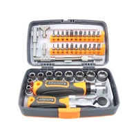 38 in 1 ratchet screwdriver set adjustable socket wrench precision bits with two way rotary handle household tool kits