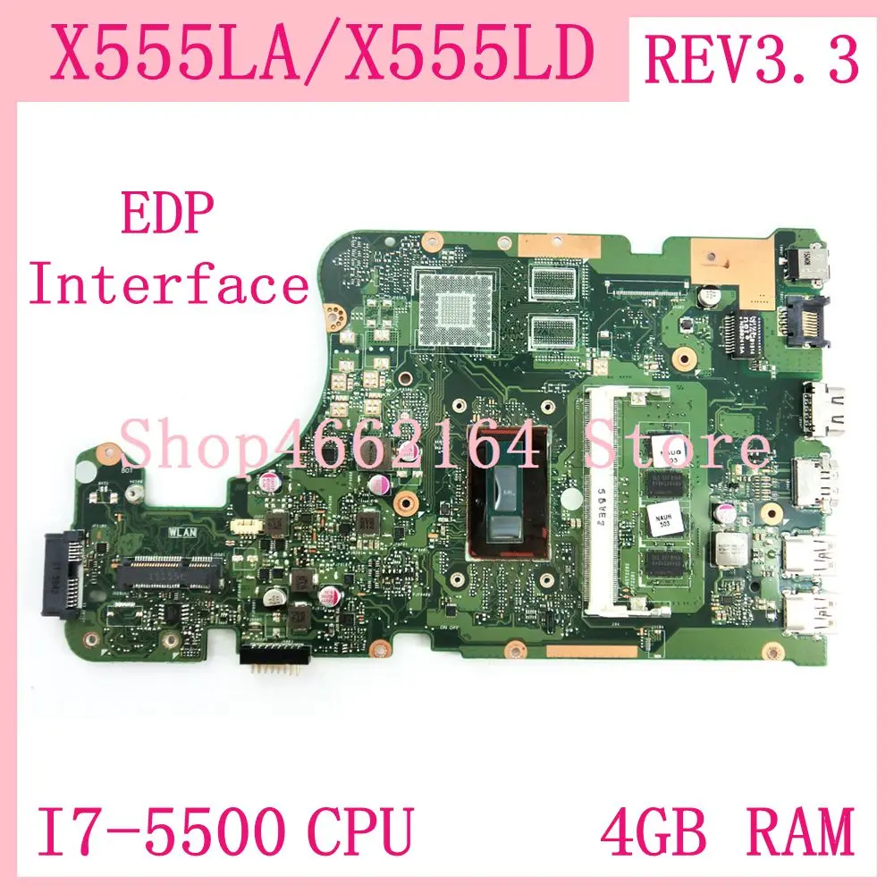 Материнская плата X555LA системная для ноутбука 4 Гб ОЗУ REV3.3 ASUS W519L X555LP X555LJ X555LB X555LN