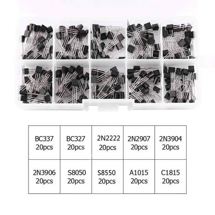 200 шт./компл. 10 значений Silicon NPN PNP транзисторный Набор Box BC337 BC547 детали