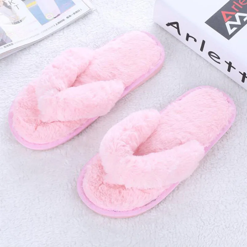 Демисезонные плюшевые шлепанцы для девочек пушистые домашние тапочки женщин