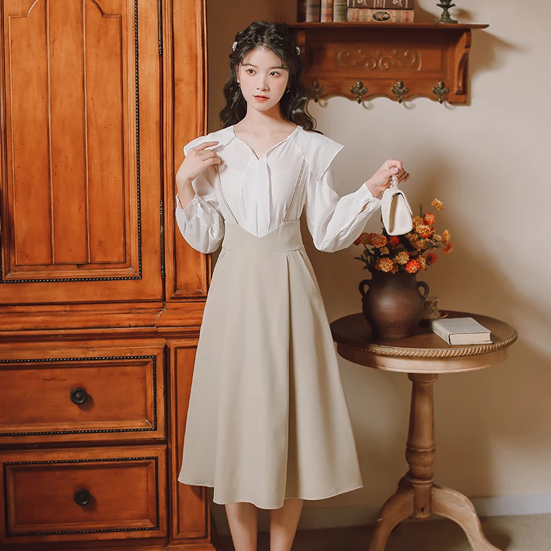 

Film is not lower than 】 【 spot long sleeve shirt female condole belt dress fashion suits autumn.