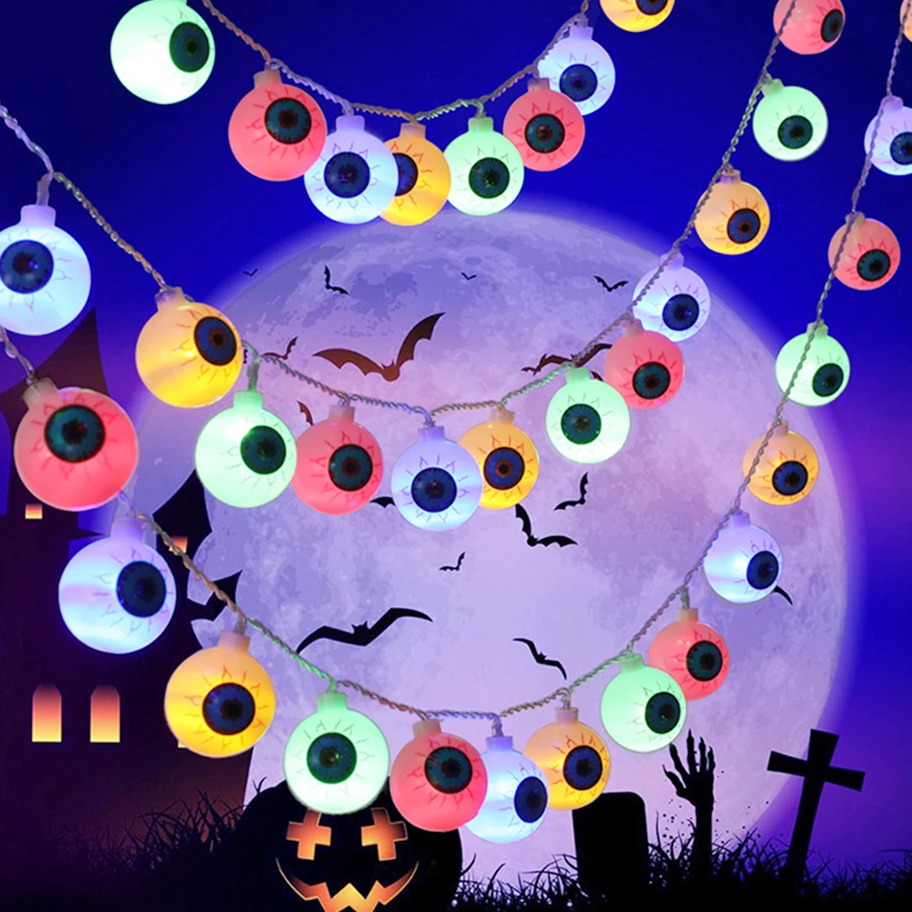 

Halloween Horror Atmosphere Light Simulates Human Eyes RGB Warm White 10LEDs 20LEDs Garland Light String USB or AA Power Supply