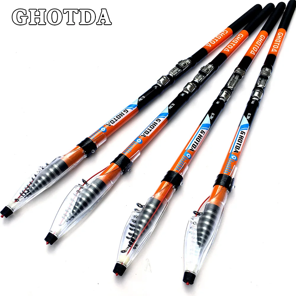 

GHOTDA Carbon Fiber Fishing Rod Super Hard Portable Spinning pole telescopic fishing rod 2.7m 3.6m 4.5m 5.4m 6.3m