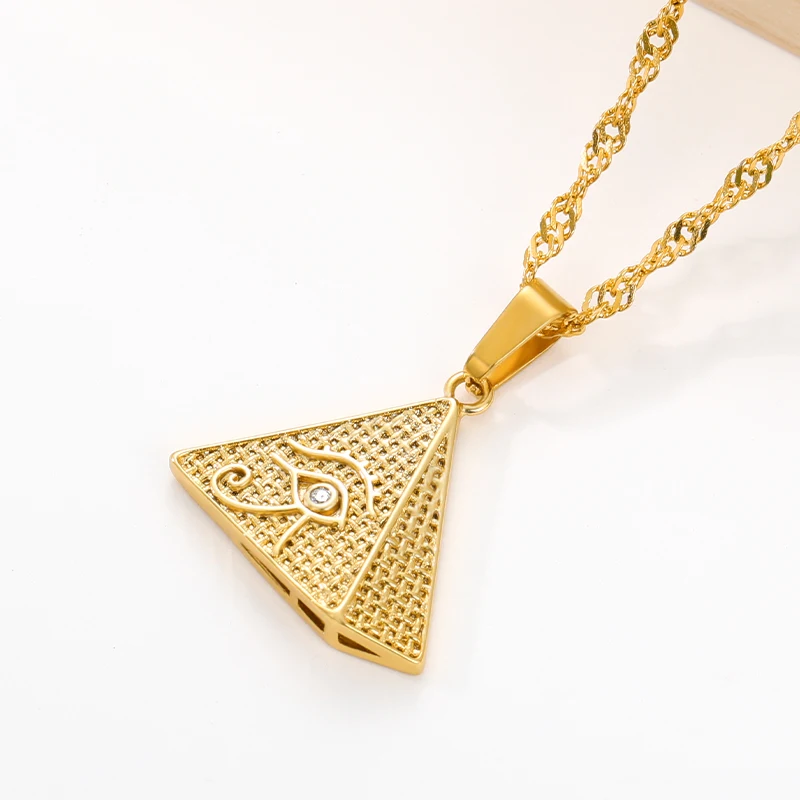 

Vintage Ethnic Turkey Evil Eye Necklace For Women Gold Color Pyramid Pendant Choker Clavicle Chain Turkish Jewelry Accessories