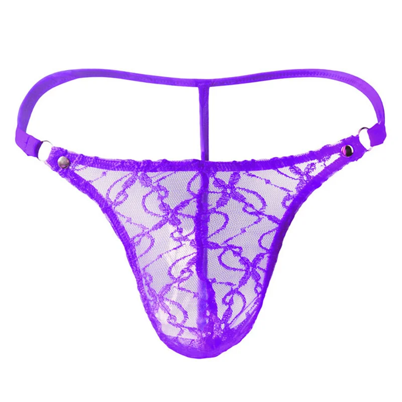 

Men's Underwear New Fashion Male's Underwear Transparent Mesh Panties Dark Pattern Low Waist Sexy Thong T Briefs 2021