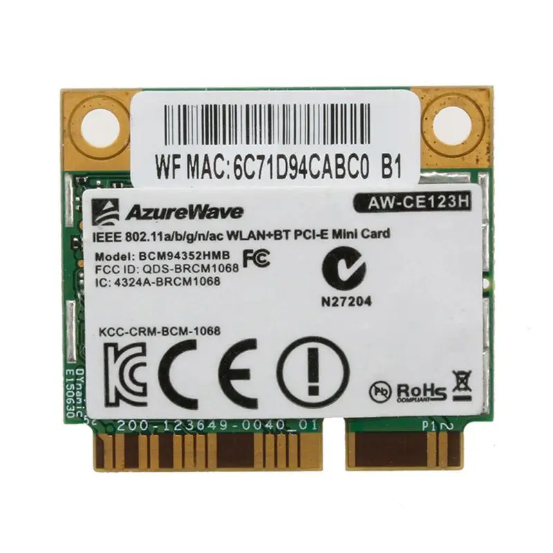 

BCM94352HMB AW-CE123H 802.11ac 867 Мбит/с 2,4/5G Bluetooth 4,0 Wi-Fi Беспроводной карты