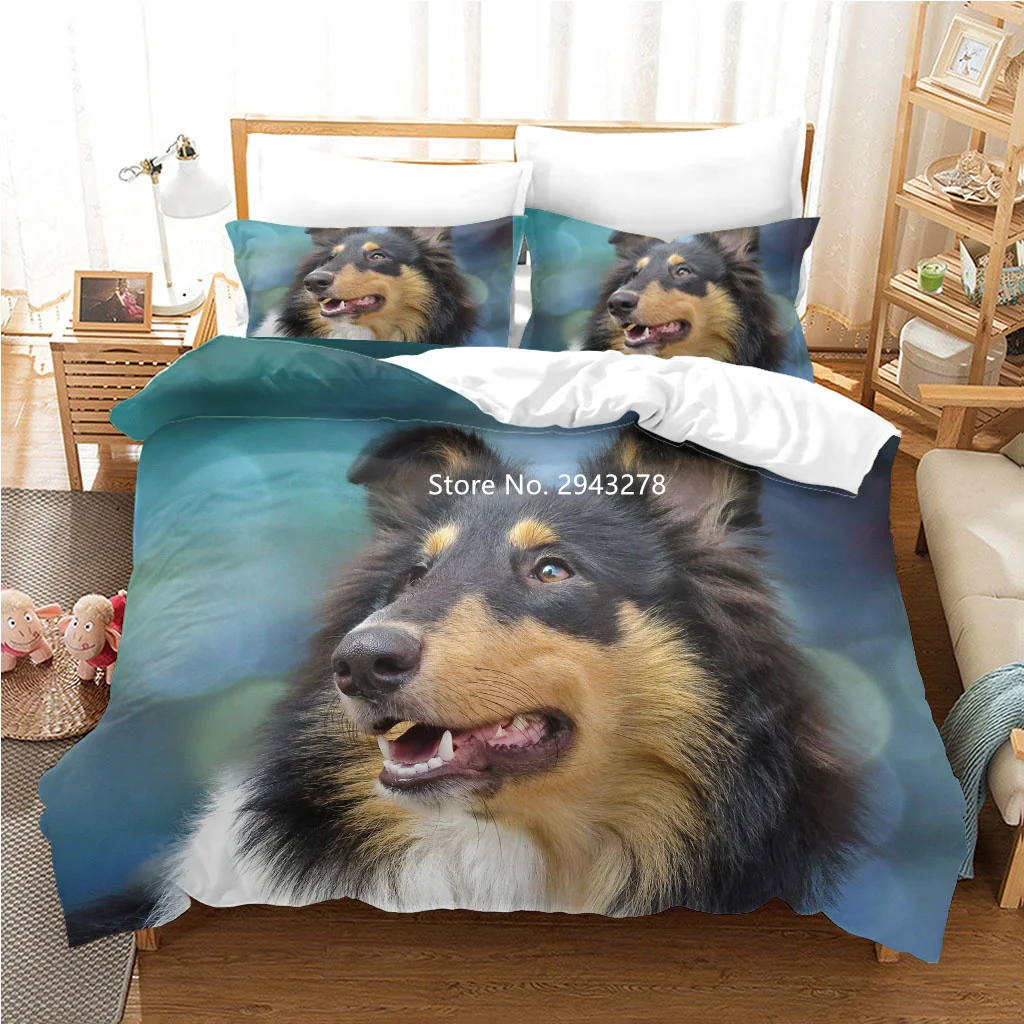 

Постельное белье серии Cute Doggie, роскошный полноразмерный пододеяльник, покрытая наволочкой, льняная наволочка для взрослых, детей, декор для...