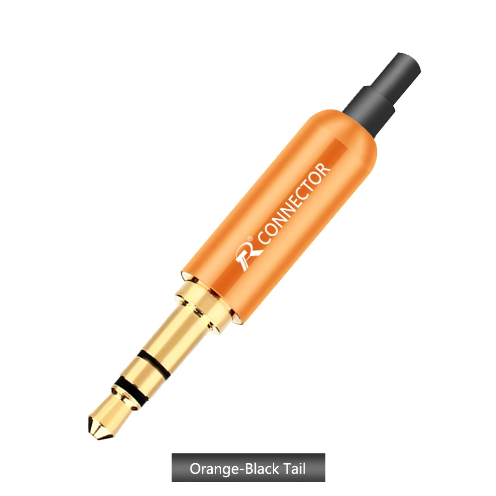Orange-Black Tail 10 шт. Алюминий Jack 3,5 штекера наушников 3,5 мм 3 полюс стерео штекер с позолотой провод разъем для наушников DIY подготовка - Цвет: Orange-Black Tail