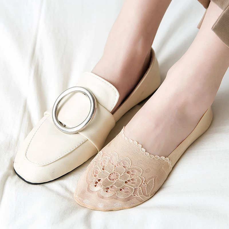 Новые носки женские прозрачные кружевные невидимые летние башмачки без