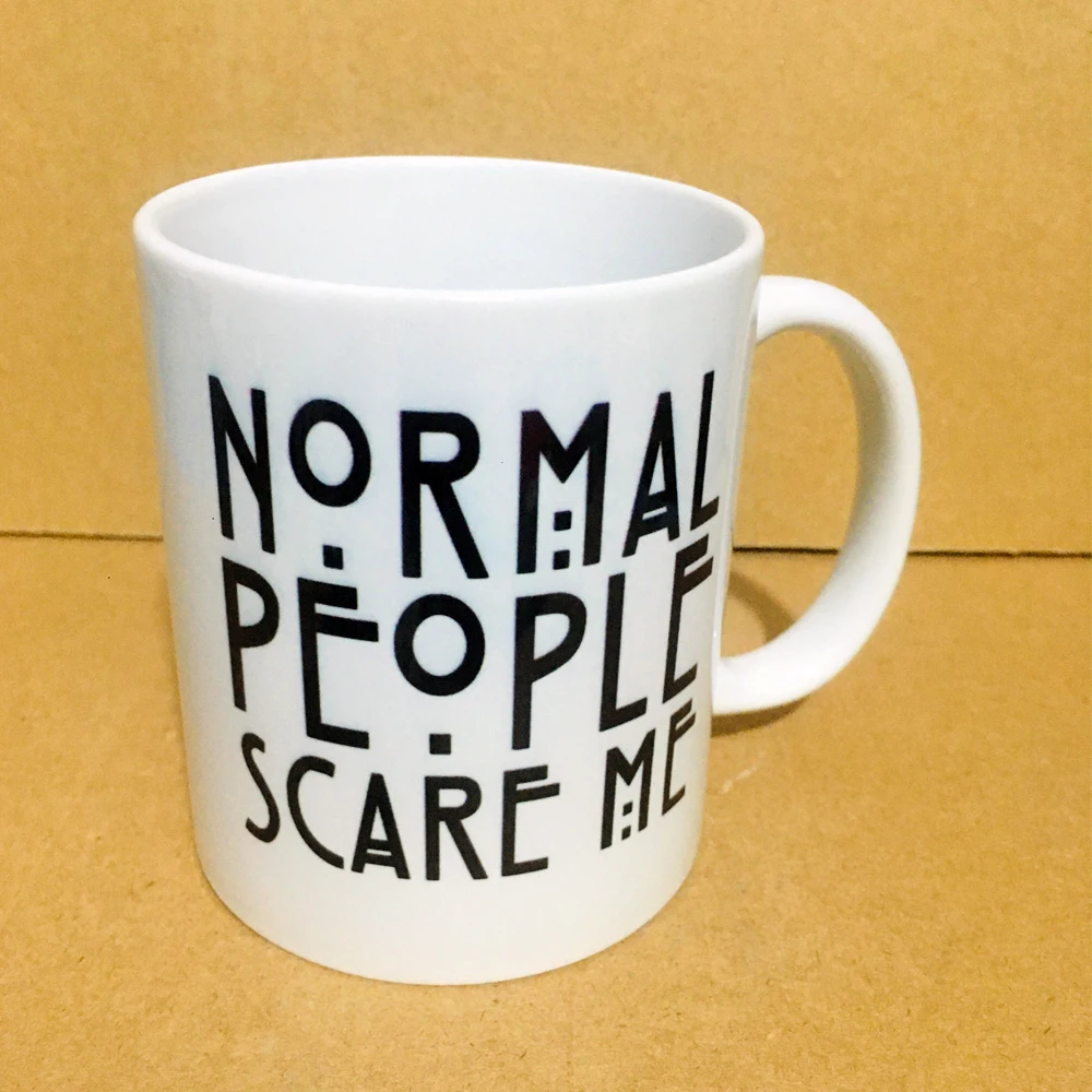 

Normal People Scare Me Coffee Mug 350ml Ceramic Office Water Cup Home Beer Cup New Year Christmas Gift