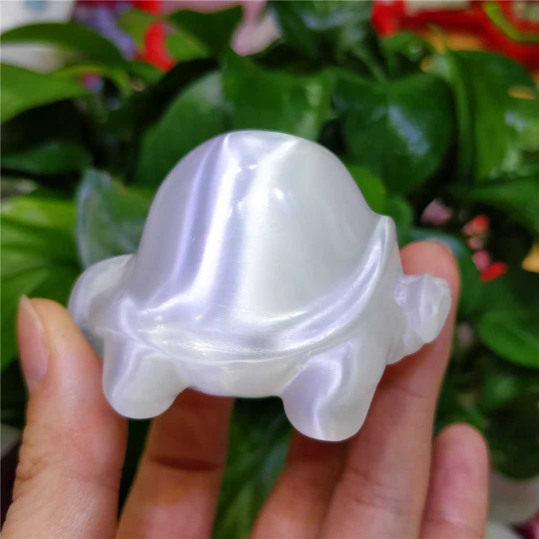 

6 см натуральный белый селенит Кристалл кварц резной черепаха украшение для дома и офиса восстанавливающая Черепаха Животное орнамент наро...