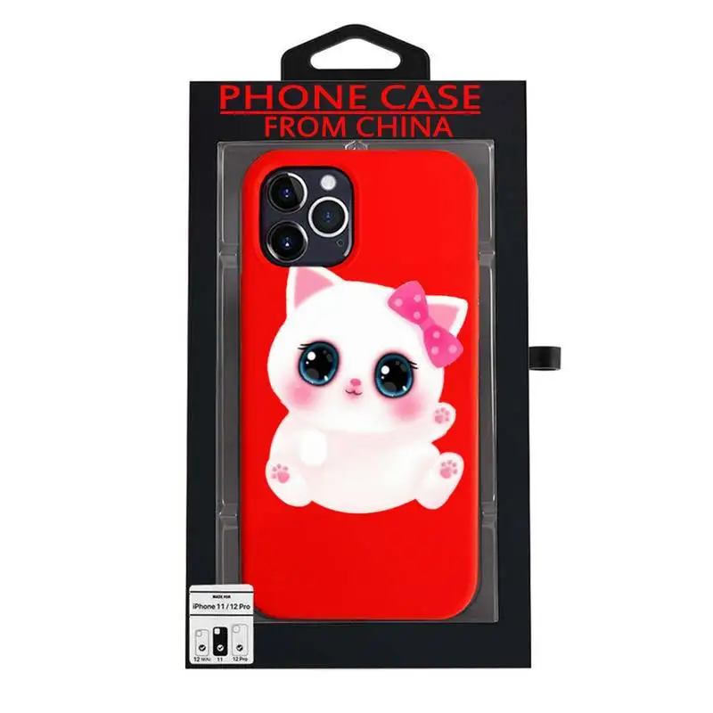 

0 Cute And Cute Kitten Print Phone Case For Iphone6 6s 7 8 Plus XR X XS XSmax 11 12 Pro Mini Max Candy Red Silicone Cover