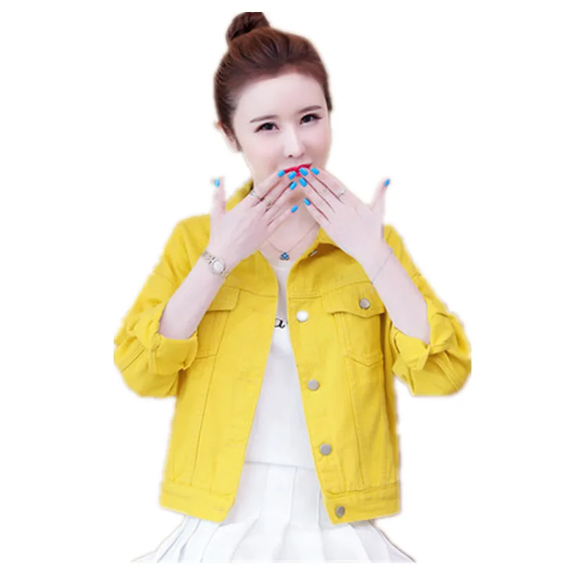 Куртка женская джинсовая с длинным рукавом Короткая свободная Студенческая