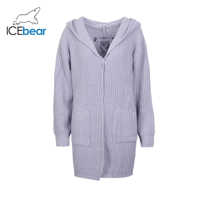 ICEbear 2019 модный длинный свитер с ремешками на спине вязаный кардиган капюшоном