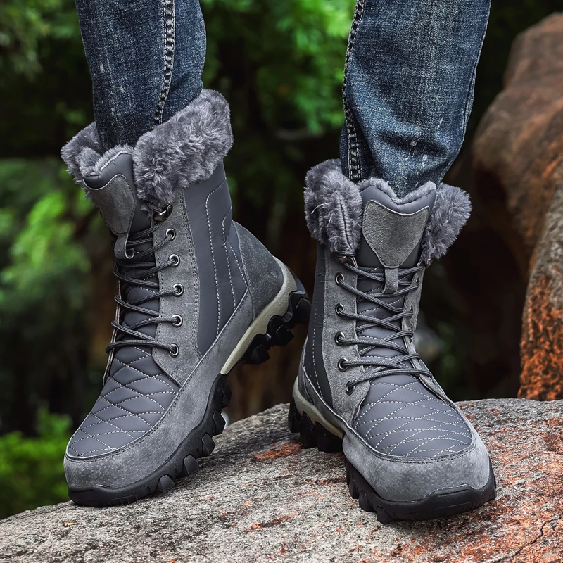 

Уличные зимние ботинки мужская обувь Зимняя Новая Стильная хлопковая модная мужская обувь с высоким берцем теплая водонепроницаемая Мужск...