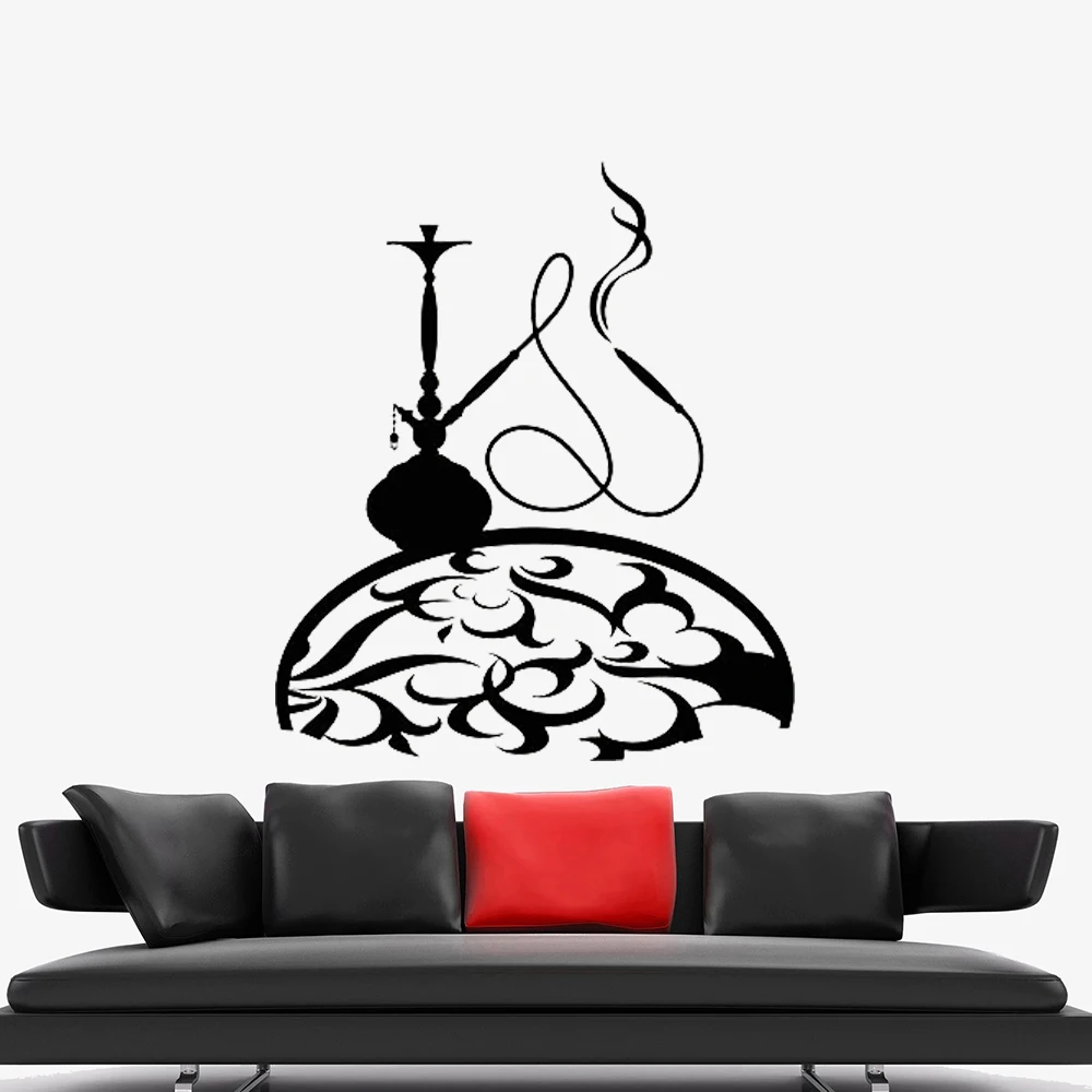 

Hookah Vinyl Wall Decal Shisha Arab Patterns Smoking Weed Wall Stickers Modern Home Decoration Living Room Art Decor C887