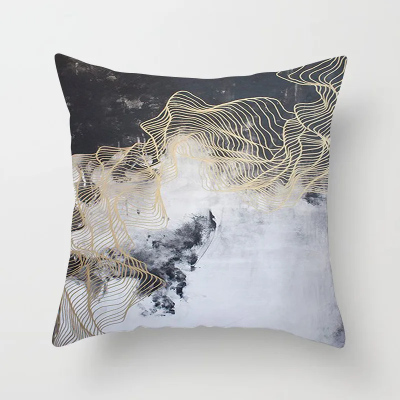 Fuwatacchi Ink Painting Cushion Cover Blooming Black and White Striped Pillow For Car Sofa Home Decorative Pillowcase | Дом и сад