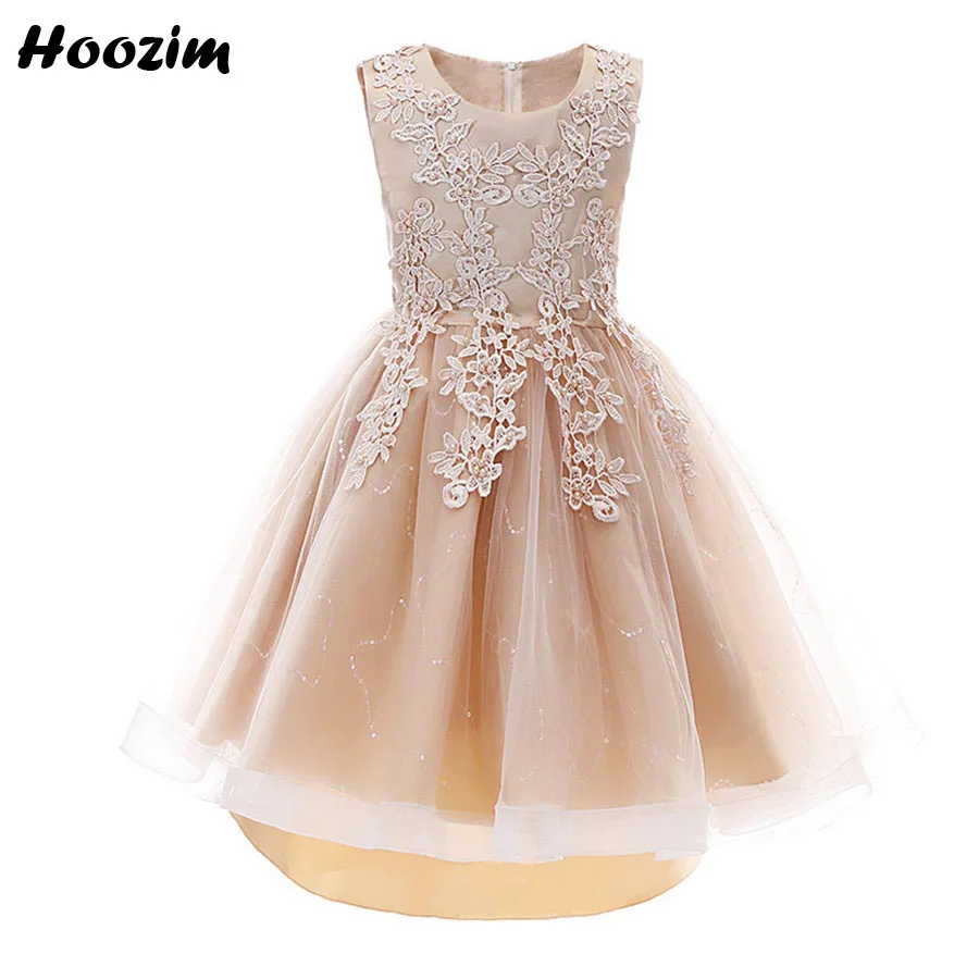 

Princess Embrroidery Floral Pearl Elegant Pageant And Soiree Asymmetrical Dress Girls 4 To 12 Years Pink Eveing And Prom Dresses