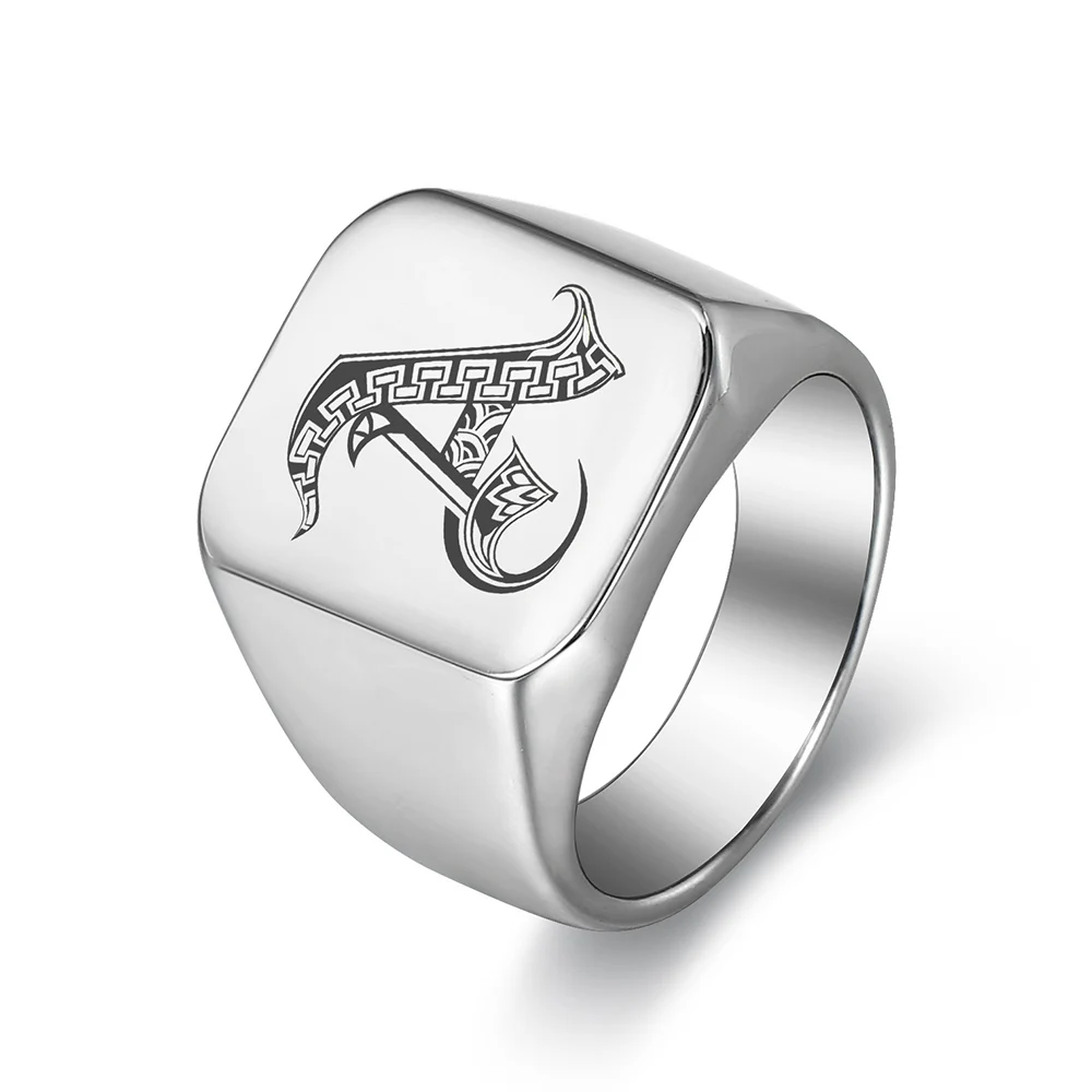 

Кольцо-перстень унисекс, нержавеющая сталь 316L, с буквенным именем и алфавитом