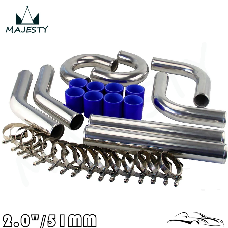 Труба турбо-интеркулера 2 дюйма труба из хромированного алюминия + T-CLAMPS