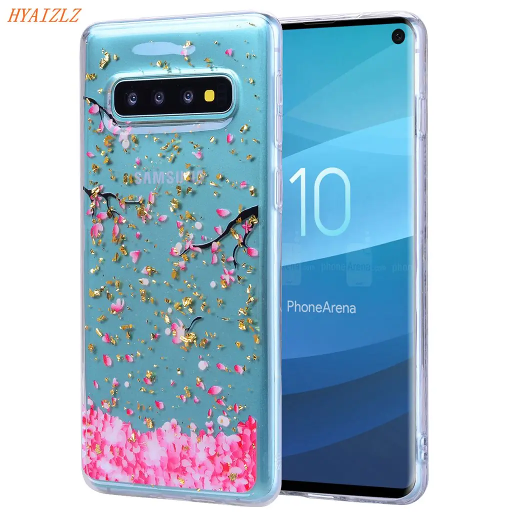 S10e Drop Glue Flowe Case for Galaxy Note 10 8 9 S10 S8 S9 Plus Cute Back Cover Clear Soft TPU Bumper Shell 10+ Girls Coque | Мобильные