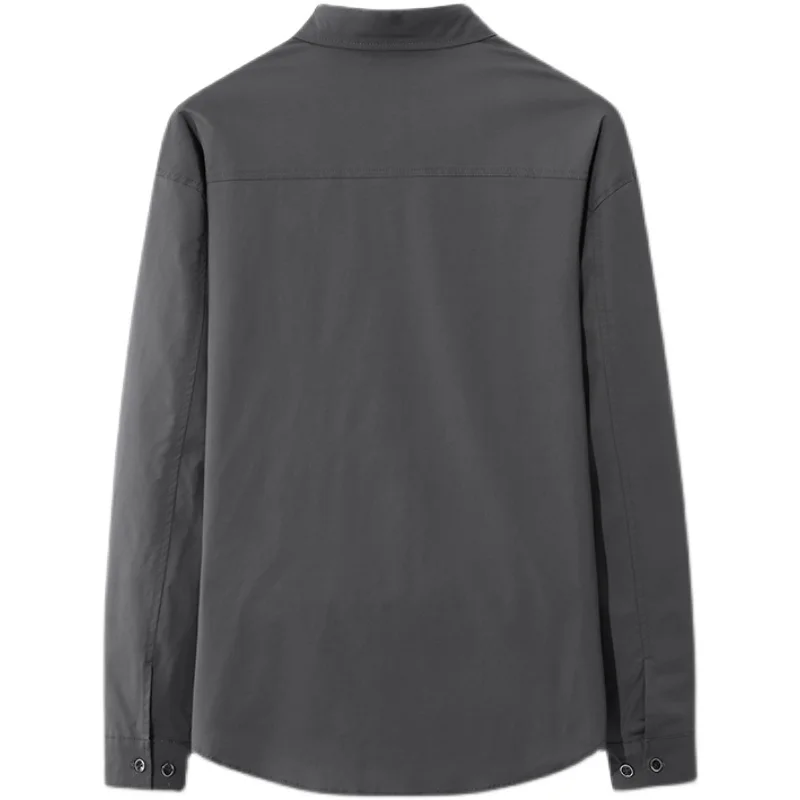 High quality Men's Slim Fit Dress Shirts Masculina Business Male Long Sleeves Army Casual Turn Down Neck Shirt Homme 4XL