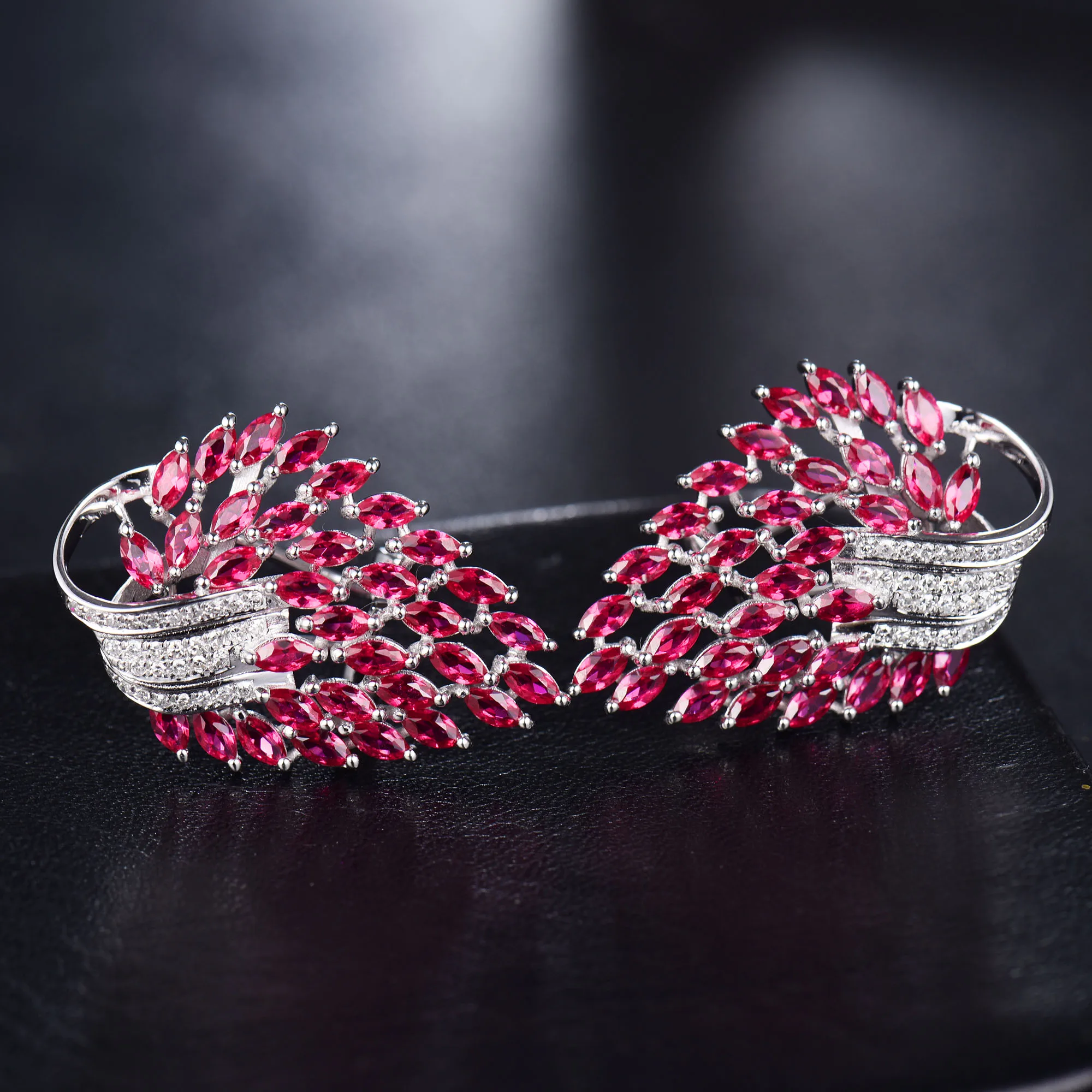 LOVERJEWELRY женские серьги 14 карат белое золото бриллиант розовый Рубин висячие