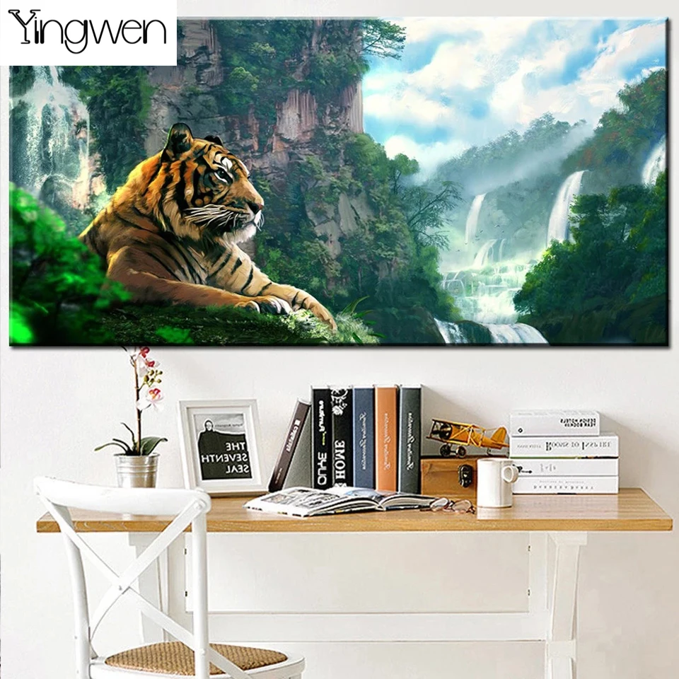 

Full Square Round 5D DIY Diamond Painting Jungle Animal Tiger Diamond Embroidery Mosaic Cross Stitch Kits Art Home Decoration