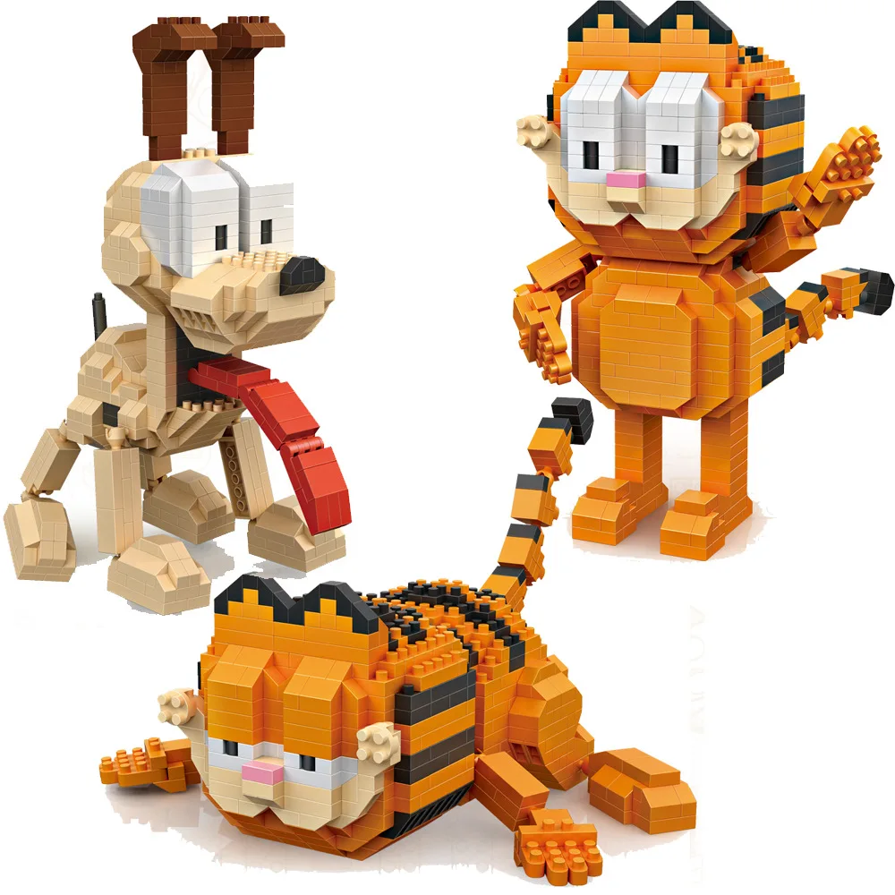 9757 9758 LOZ Mirco блоки Kawaii фильм мультфильм Кот собака животные Odie Garfield пластиковые
