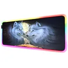 Два волка голова фантазия RGB Коврик Для Мыши Компьютерный коврик для мыши большой коврик для мыши Настольный коврик для мыши светодиодный коврик для мыши Подсветка клавиатуры коврик для мыши