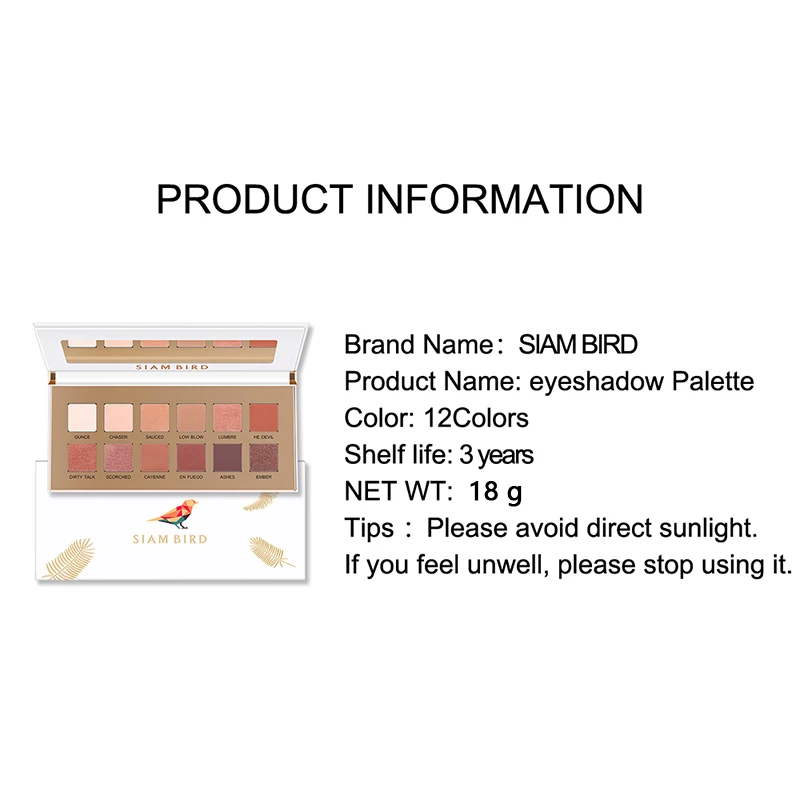Siambird Professional Eyeshadow Pallete Glitter Eye Shadow Palette Matte Shiny Red Peach Shadows With Sparkles Makeup Pigment