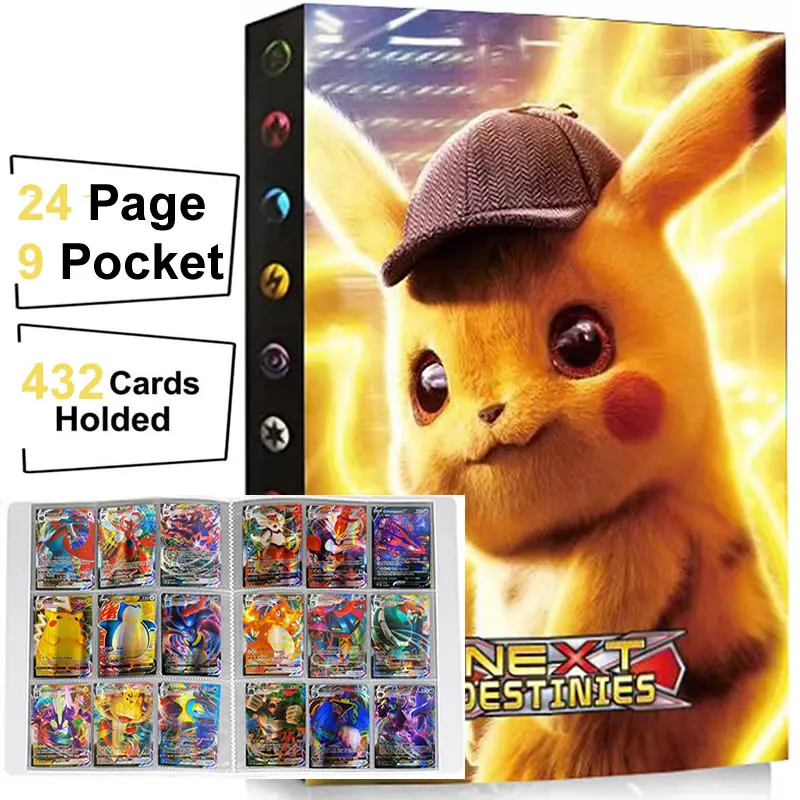 9 карманов 432 карт Пикачу Покемон альбом книга мультфильм игра Карта Папка