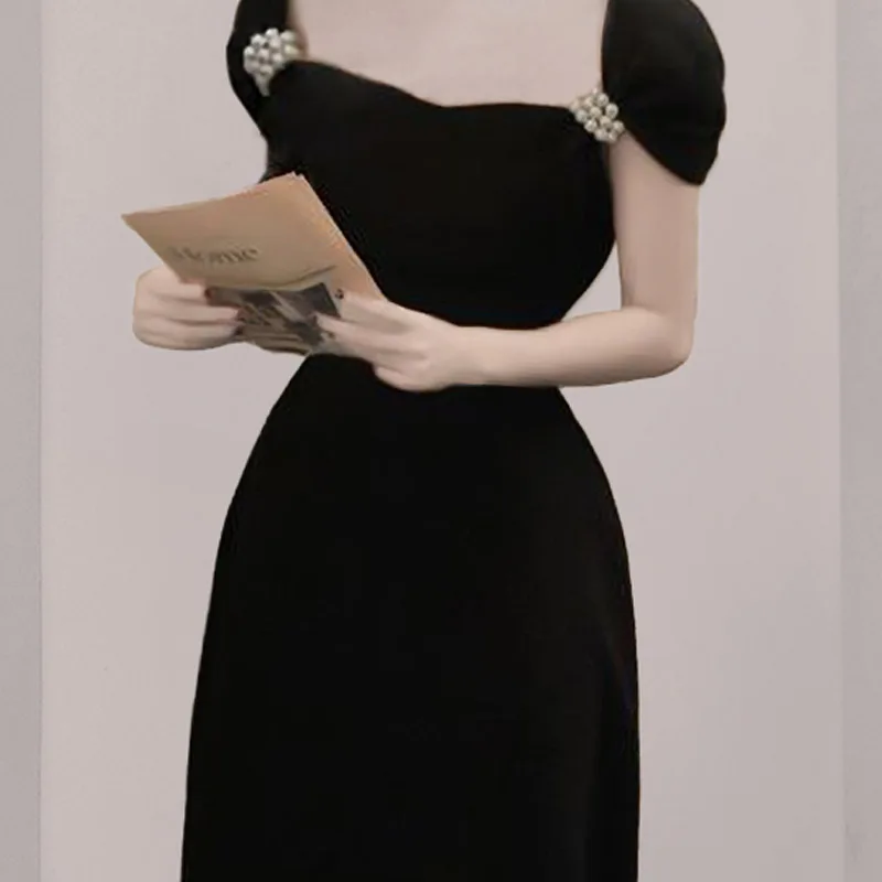 Женское вечернее платье макси без рукавов элегантное черное платье-трапеция на