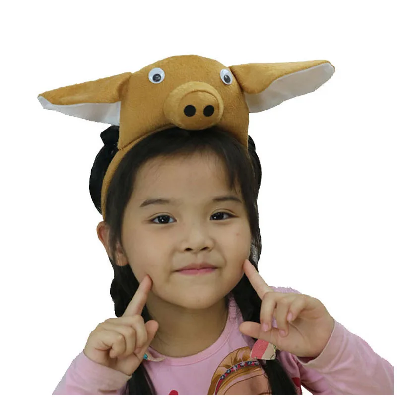 Повязка на голову с ушками свиньи и хвостом бабочкой Нарядное платье